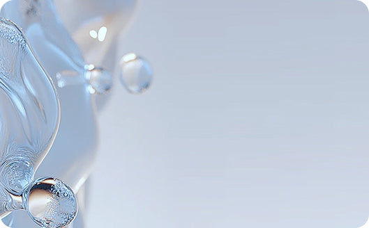 Proprietary Retinoids: Highly refined ingredients designed to maximize results while helping minimize irritation. Background features soft, translucent liquid ripples.