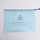 Cosmedix Beach Pouch blue mesh bag with zipper and logo