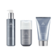 Essentials Bundle featuring Purity Clean Exfoliating Cleanser, Harmonize Microbiome Boosting Moisturizer, and Hydrate+ SPF sunscreen.